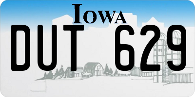 IA license plate DUT629