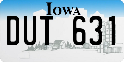 IA license plate DUT631