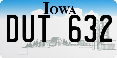 IA license plate DUT632