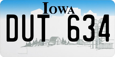 IA license plate DUT634