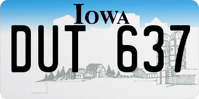 IA license plate DUT637