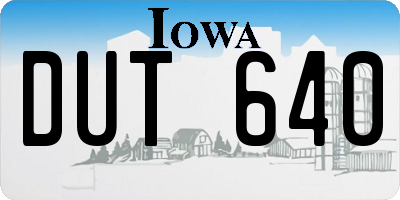 IA license plate DUT640