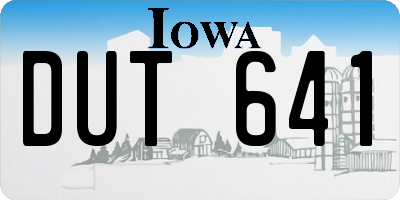 IA license plate DUT641