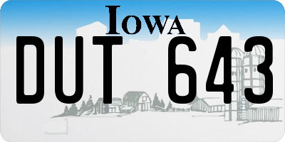 IA license plate DUT643
