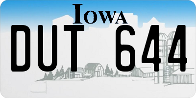 IA license plate DUT644