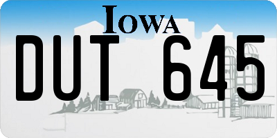IA license plate DUT645