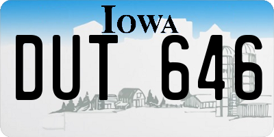 IA license plate DUT646