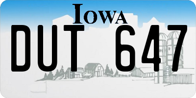 IA license plate DUT647