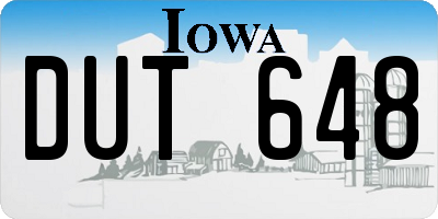 IA license plate DUT648