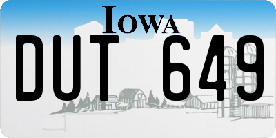 IA license plate DUT649