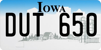 IA license plate DUT650