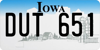 IA license plate DUT651