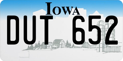 IA license plate DUT652
