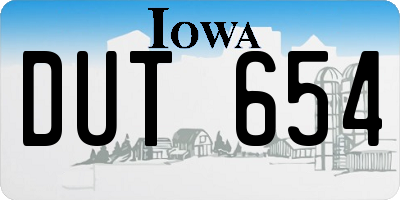 IA license plate DUT654