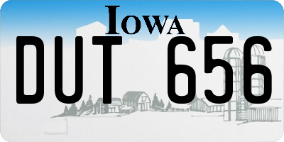 IA license plate DUT656