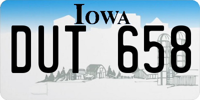 IA license plate DUT658