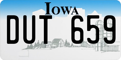 IA license plate DUT659