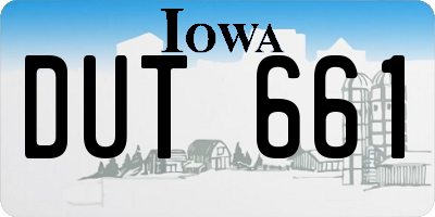 IA license plate DUT661