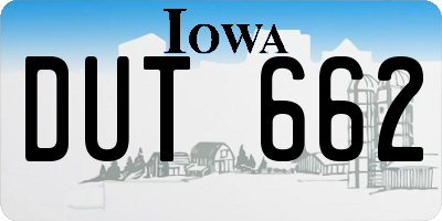 IA license plate DUT662
