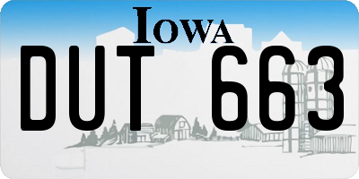 IA license plate DUT663