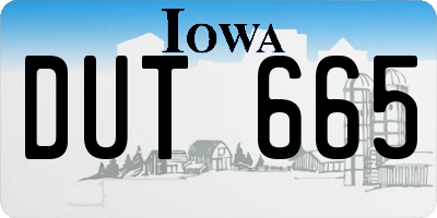 IA license plate DUT665