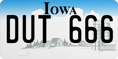 IA license plate DUT666
