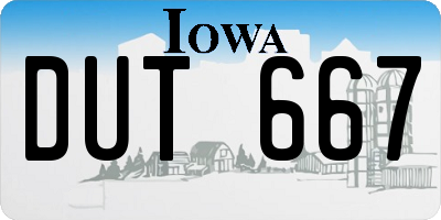 IA license plate DUT667