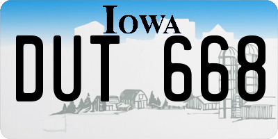 IA license plate DUT668