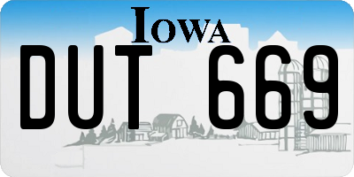 IA license plate DUT669
