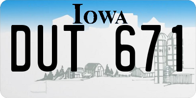 IA license plate DUT671