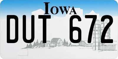IA license plate DUT672