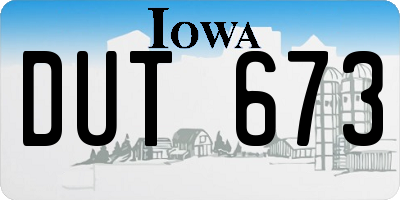 IA license plate DUT673