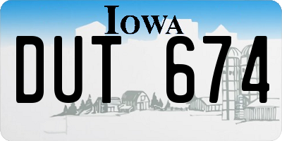 IA license plate DUT674