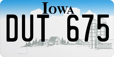 IA license plate DUT675