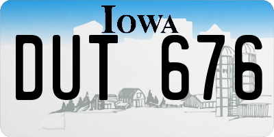 IA license plate DUT676
