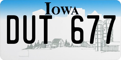 IA license plate DUT677