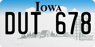 IA license plate DUT678