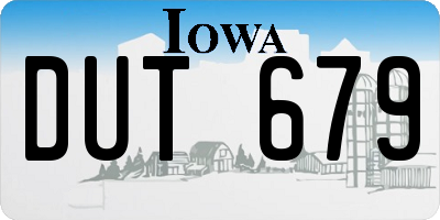 IA license plate DUT679