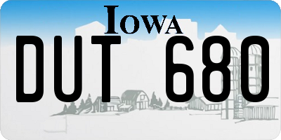 IA license plate DUT680