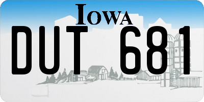 IA license plate DUT681