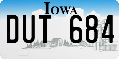 IA license plate DUT684