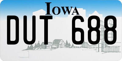 IA license plate DUT688