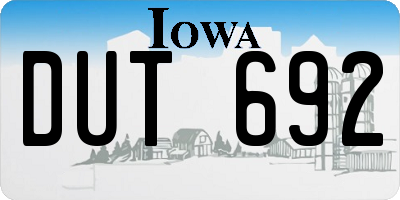 IA license plate DUT692