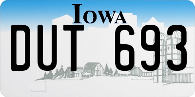 IA license plate DUT693