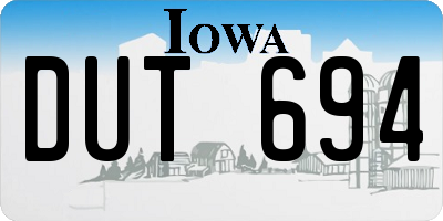 IA license plate DUT694