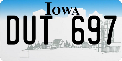 IA license plate DUT697
