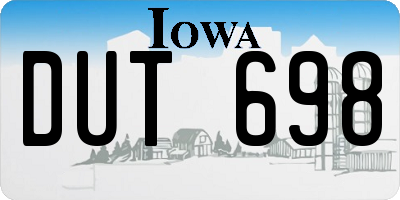 IA license plate DUT698
