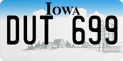 IA license plate DUT699