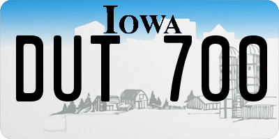 IA license plate DUT700