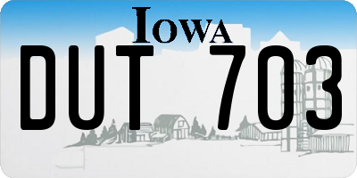 IA license plate DUT703